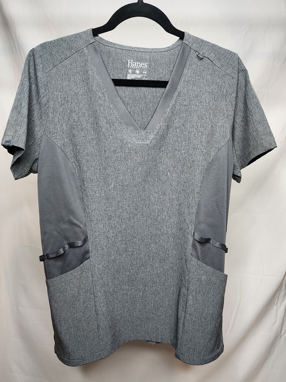 Hanes Women's Ebony Heather V-Neck Scrub Top
